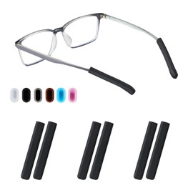 Glasses Ear Cushion, Non Slip Soft Silicone Eyeglass Ear Cushions, Anti-Slip Comfort Eyeglasses Temple Tips Sleeve Retainer, Comfort Eye Glass Ear Grips, Glasses Accessories (3 Black Pairs)