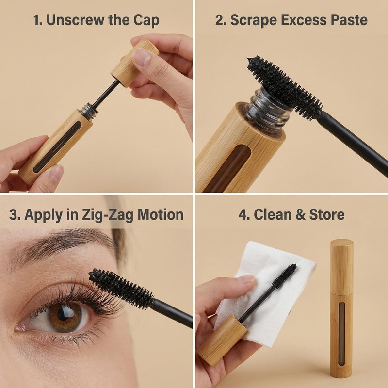 2Pcs Empty Bamboo Mascara Tubes, 6ml Refillable Cosmetic Bottles