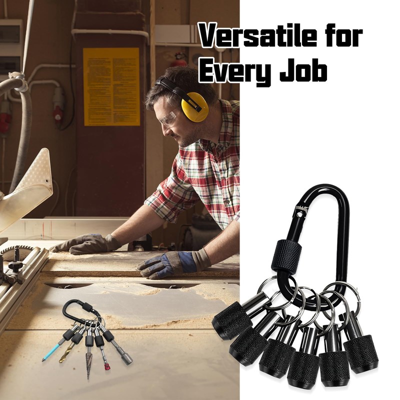 （12PCS,Black）Bit Holder Key Chain,1/4 inch Hex Shank Bit Holders,Quick Release