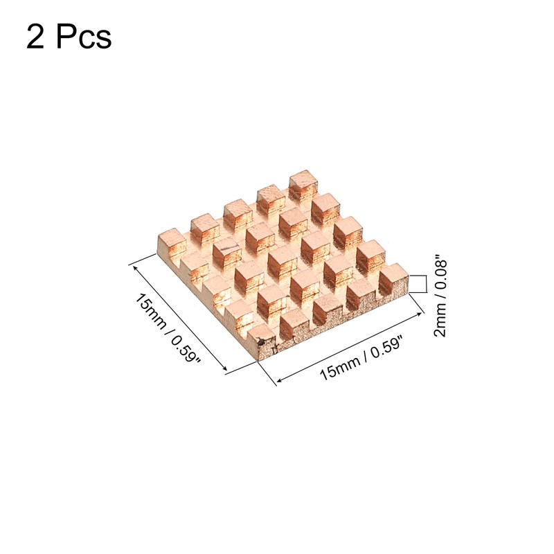 sourcing map Pack of 2 Heatsink Kit Pure Copper 15