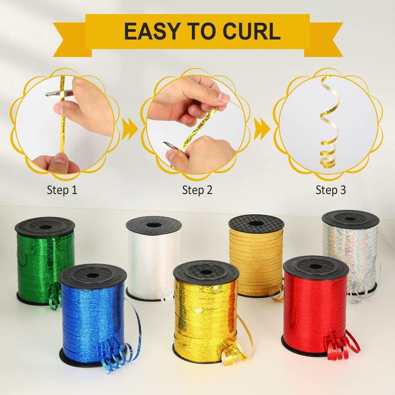 OMISELIO Light Blue Ribbon - 500 Yard Crimped Curling Ribbon