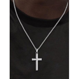 Stainless Steel Cross Necklace for Women, Cross Chain Christian Jewelry Cross Pendant for Women Teenage Girls 22 Inch Cross Necklace for Men Boyfriend