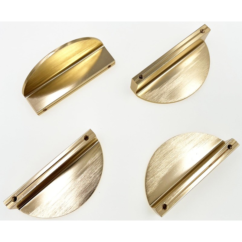 XMHF 4 Pack Semicircular Cabinet Pulls, Solid Brass Hardware Knobs,