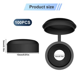 AIEX 100pcs Plastic Hinged Screw Cover Caps, Hole Diameter Screw Cover Caps Black Plastic Screw Caps Folding Screw Cover for Covering Screw Heads Screw Protection (S)