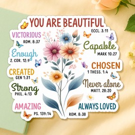 Christian Stickers for Women – 3 Inch Faith-Based Bible Verse Vinyl Decals – Inspirational Scripture Stickers for Journals, Bibles, Water Bottles, Gifts, and Prayer Spaces - 4 Pack