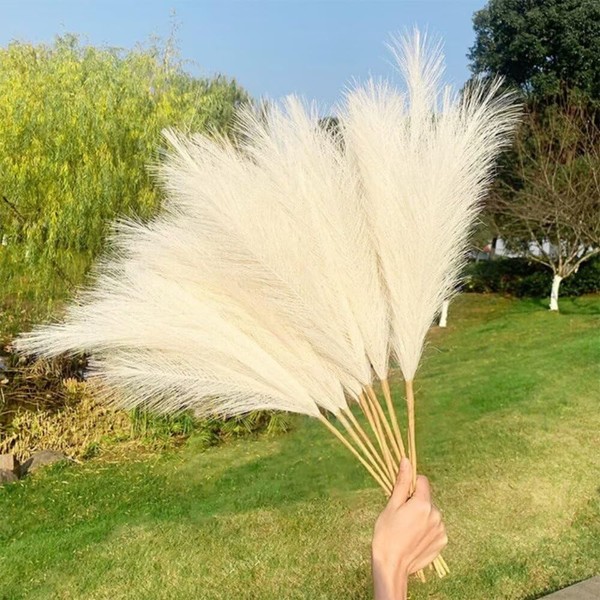 5 Pcs 27.6" Pampas Grass Decor Faux Dried Fluffy Fake