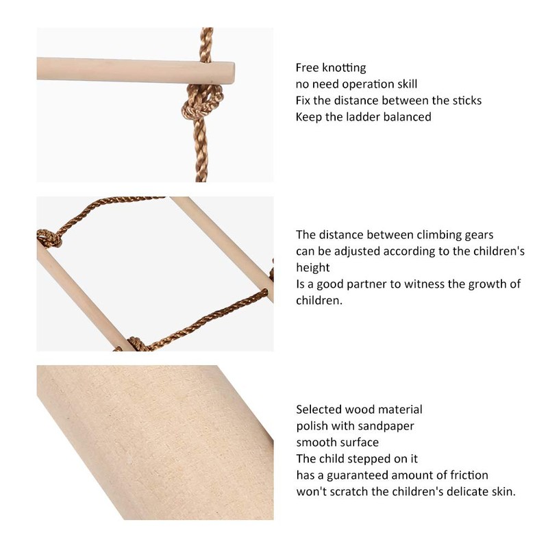 Wooden Climbing Ladder for Kids Tree Ladder Toy Hanging Ladder