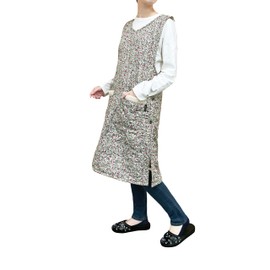 Plumetit Quilted Long Apron with Boa Lining, pink flower