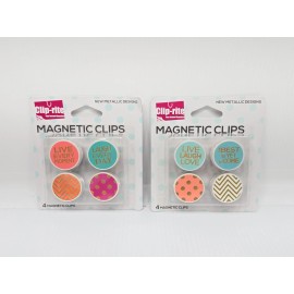 Clip-rite Two Clip-Rite Sets of 4 Gold Foiled Magnetic Clips New