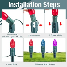 60 PCS 7.5 Inch Christmas Light Stakes Plastic Light Stakes Christmas Yard Light Stakes for C7 C9 Christmas String Lights Holiday Universal Light Stakes for Christmas Decorations Garden Lawn (Green)