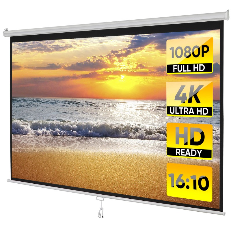 Segawe 100" Projector Screen Pull Down Manual 16:10 HD Wall