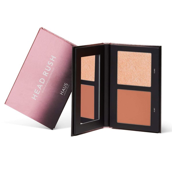 HAUS LABORATORIES By Lady Gaga: HEAD RUSH BLUSH & HIGHLIGHTER DUO | Matte, Colourfast Blush and Luminous Highlighter, Various Palettes, Dosable Glow, Vegan and Cruelty Free | 0.38 oz