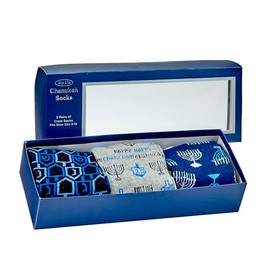 Rite Lite Chanukah Socks - 3 Pairs of Chanukah Crew Socks Size 8-12 Hanukkah