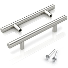 ARANA Pack of 20 Handles for Furniture Cabinet, Galvanised Stainless Steel Cabinet Handles, 102 mm Hole Spacing, Silver Furniture Handles, Suitable for Kitchen Cabinet, Coffee Table Cabinet, Bathroom