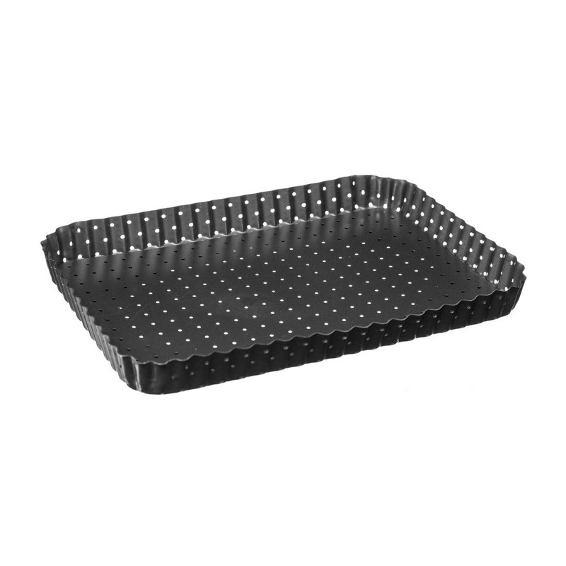 1 x Perforated Quiche Tin Rectangular Non-Stick Removable Base (31