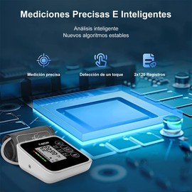 CAZON Tensiómetro de Brazo, Monitor de Presión Arterial para USO Doméstico. Detector Electrónico de Frecuencia Cardíaca con Brazalete 22-40 cm, 2X120 Memoria ()