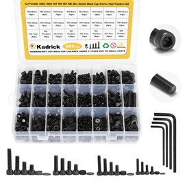 Kadrick 860PCS M6 M5 M4 M3 Metric Screw Assortment, Suitable for 3D Printing DIY,Hex Socket Head Cap Bolts Nuts and Washers Kit, Grade 12.9 Alloy Steel, Black Zinc Plated,Anti Rust Upgrade