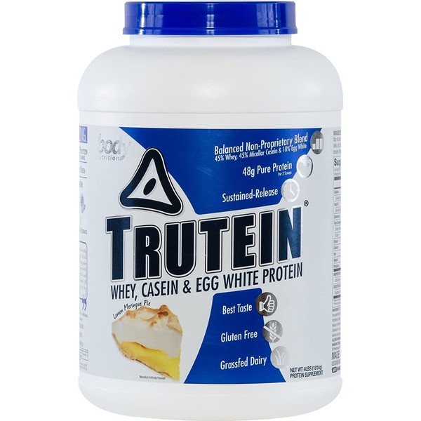 Body Nutrition, Trutein Protein Powder, Breakfast Shake, Meal Replacement, and Pre and Post Workout Recovery Drink Mix, 25 Grams of Protein, Lemon Meringue Pie, 4 Pounds