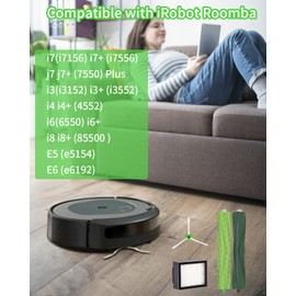 Jissta B??rsten Ersatzteile f??r iRobot Roomba E & I Serie E5 E6 i7 i7+ i3 i3+ i4 i4+ i6 i6+ j7 j7+ i8 i8+, 2 Sets Gummib??rsten, 6 Filter, 6 Seitenb??rsten, Ersatz Saugroboter Zubeh?r f??r Roomba