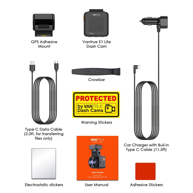 VANTRUE E1 Lite WiFi Mini Dash Cam with Voice Control,