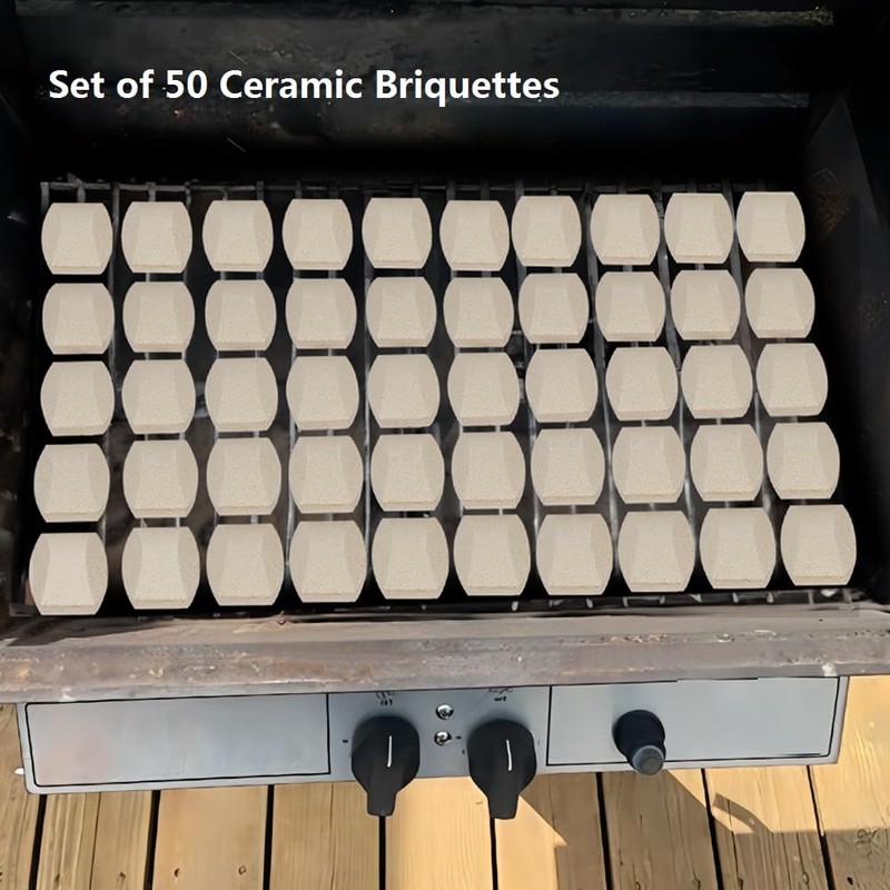 Leship Ceramic Briquettes Replacement for Turbo, Nexgrill Gas Grills, Gas