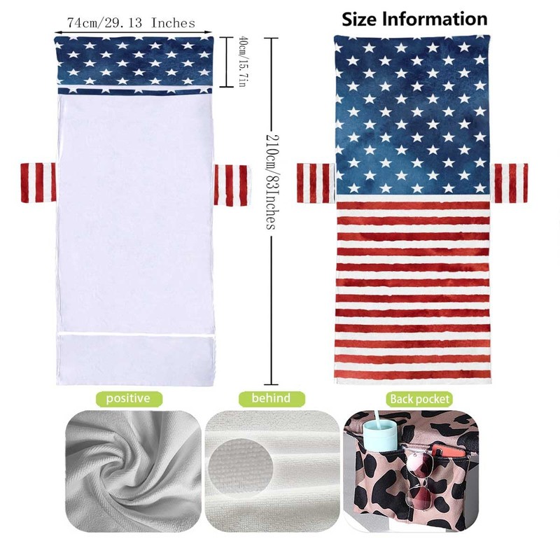 Irisbell Lounge Chair Towel Cover with Side Pockets,Thick Quick Dry