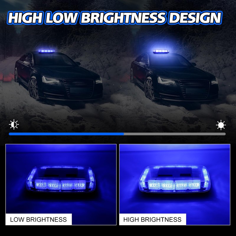 Rechargeable Strobe Light Blue Wireless Battery, 17 Flashing Mode, High