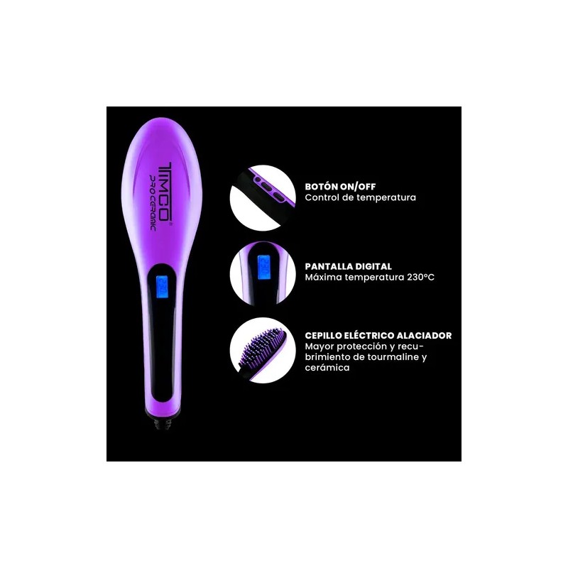 Cepillo Alaciador Ceramica Timco Electrico Cabello Ce-002m