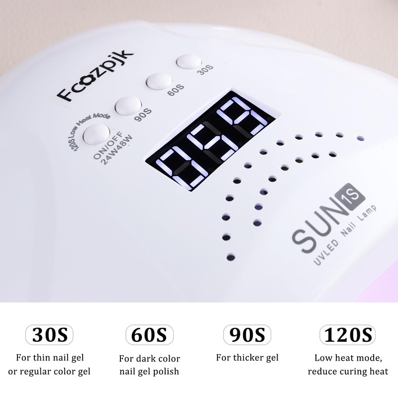 Fcozpjk UV LED Nail Lamp, 48W Nail Dryer for Gel