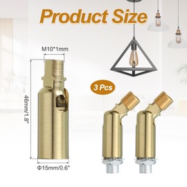 sourcing map Sloped Ceiling Adapter, 180 Degree 46x15mm M10 Fine Thread Sloped Ceiling Light Fixture Adapter Kit for Ceiling Pendant Light Chandelier Track Suspend(Red Brown, Pack of 3)