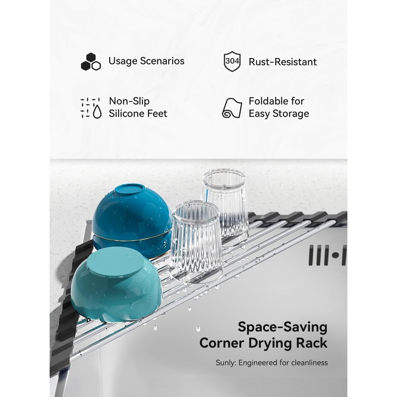 SUNLY Roll Up Dish Drying Rack, Over The Sink Dish