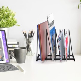 TOPCJ Estantes Triangulares para Carpetas de Archivos, Soporte de Archivos de 7 Secciones, Clasificador/Soporte de Almacenamiento de Archivos, Organiz