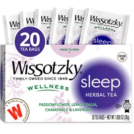 Wissotzky Herbal Wellness Sleep Tea, 20 Teabags | Soothing & Relaxing | Caffeine Free Tea | Natural Sleep Benefits
