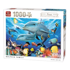 KING 55845 Dolphin Family Jigsaw Puzzle 1000-Piece, Full Colour, 68x49 cm