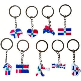 Juego de 9 llaveros de República Dominicana, 9 diseños diferentes inspirados en banderas para llaves, bolsos, mochilas, regalos de fiesta y regalos