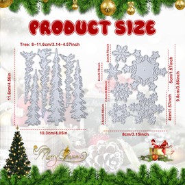 MININUSI Set of 2 Christmas Cutting Dies Pine Trees Cutting Dies Snowflakes Embossing Stencil Cutting Dies Christmas Cutting Dies Frame Metal Cutting Dies for DIY Scrapbooking