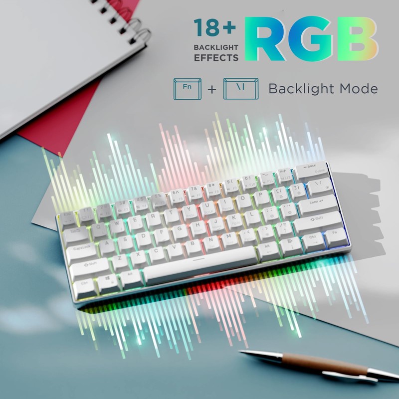 RK ROYAL KLUDGE 60% Mechanical Keyboard RK61 CNC, Wired Gaming