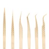 FEITA Eyelash Extension Tweezer Set Gold Lash Applicator Tool -