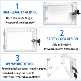 Povxlum Universal Thermostat Lock Box with Key,Clear Thermostat Guard for Thermostat on Wall.5 inch Hx4.72 inch Wx1.65 inch D