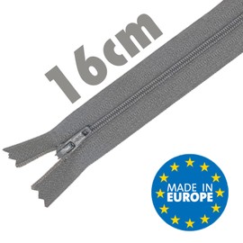 MARARDI [Pack 5] Zippers [Grey] Nylon [16 cm] Sewing and Crafts for Clothing Bags Fabric for Sewing Machine Patchwork Plastic Cotton Zipper with Metal Zip