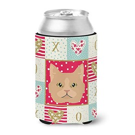 Caroline's Treasures CK5160CC Selkirk Rex Cat Love Can or Bottle Hugger, Red Cooler Washable Drink Sleeve Collapsible Beverage Insulated Holder, Can Hugger, Multicolor