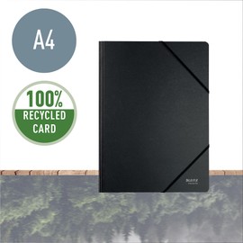 Leitz 39080095 A4 Folder with Elastic Band Closure, Pack of 10, 250 Sheets, 100% Recyclable, Environmentally Friendly, Recycled Series, Black