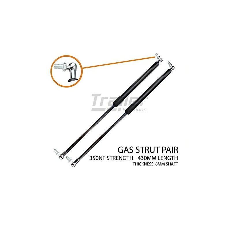 Gas Strut 430mm-350N (8mm Shaft) Caravans, Trailers, Canopy, Toolboxes Struts