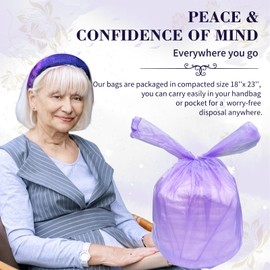 Dergik Large Adult Diaper Disposal Bags (18’’x23’’),96 Pcs, Scented, Elderly Waste Disposal, Baby Diapers Disposal Trash Bags, Sanitary Product Disposal at Home and Travel, Purple