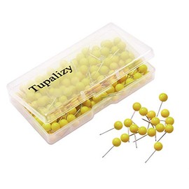 Tupalizy 1/4 Inch Small Round Map Tacks Plastic Fabric Marking Push Pins World Travel Map Thumbtacks for Home Office Bulletin Cork Board Use and DIY Craft Project, 200PCS (Yellow)
