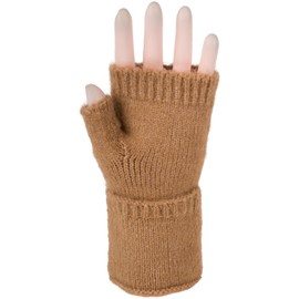 styleBREAKER 09010052 Women's Fingerless Knitted Gloves Plain with Waistband Warm Winter Gloves, camel