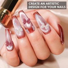 Pack 3D Nagel Charms, verschiedene Farbe Multi Formen Mix Bogen Nagel Charms niedliche Herz Stern Mond Perle Nagel Charms 3D bunte Schmetterling Charm Strass Zubehör für Frauen Nagel DIY Zubehör