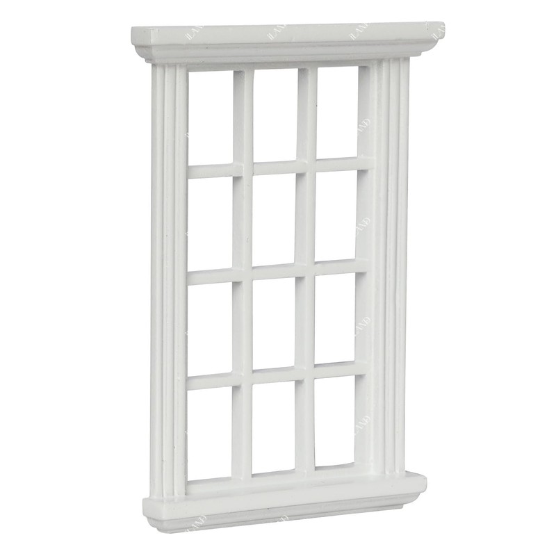 iLAND 1/12 Scale Accessories of Dollhouse Windows 2pcs White Solid