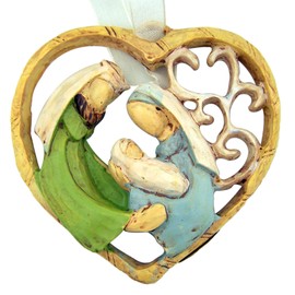 Holy Family Nativity of Christ Heart Shape 3 Inch Religious Christmas Tree Ornament