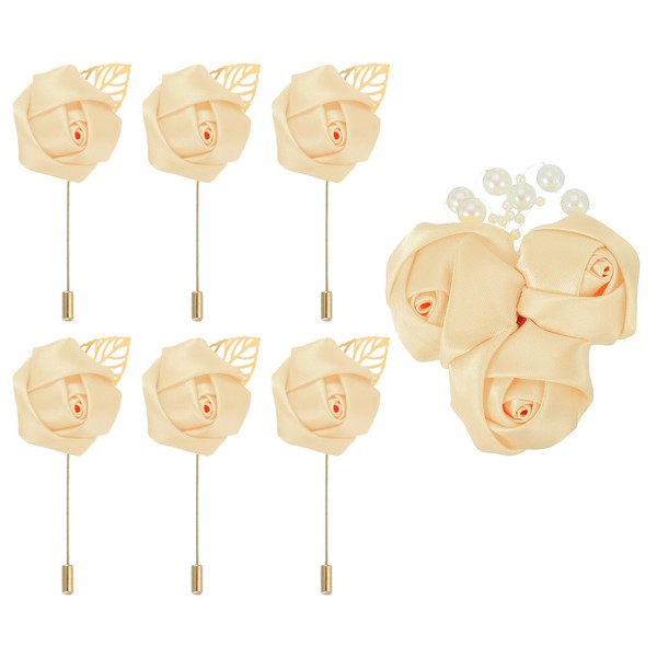sourcing map 7 Pcs(6pcs Pins + 1 Brooch) Light Yellow